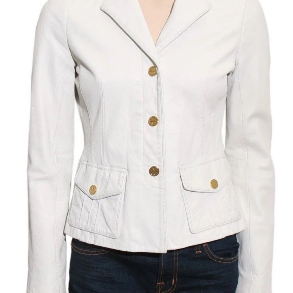 ✨ Tory Burch Genuine Leather Jacket – Size 0 (Fits XS) ✨